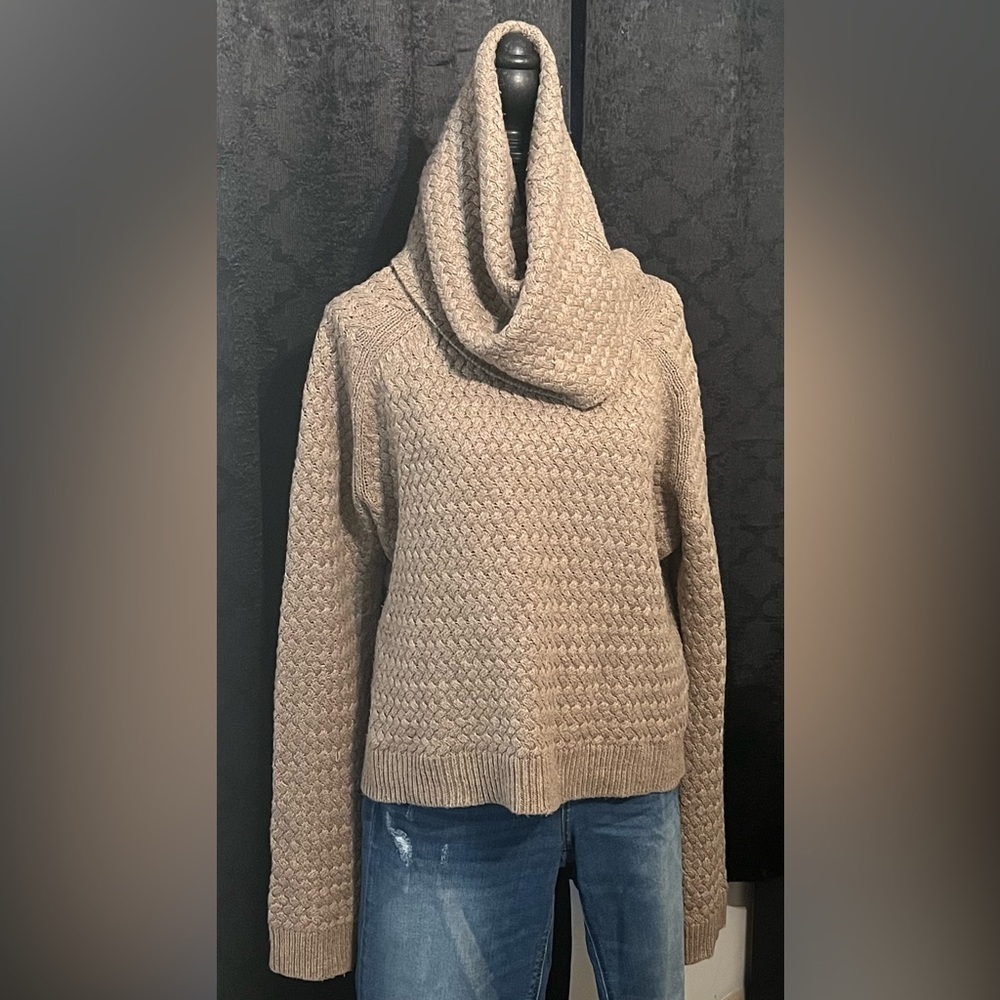 New York & Company Taupe Cowl Neck Sweater